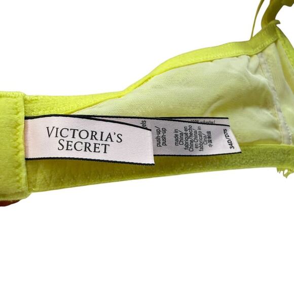 Victoria’s Secret Dream Angels Push Up Bra Brilliant Yellow Lace 34D - Picture 5 of 6